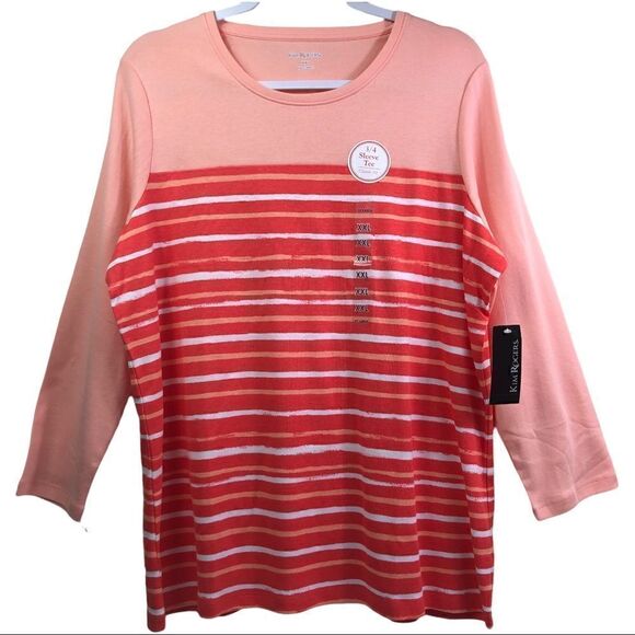 Kim Rogers Orange White Stripped Top - Picture 1 of 4